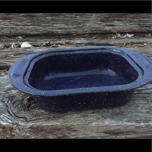 VTG Blue & White Enameled Spatterware Cooking Pan